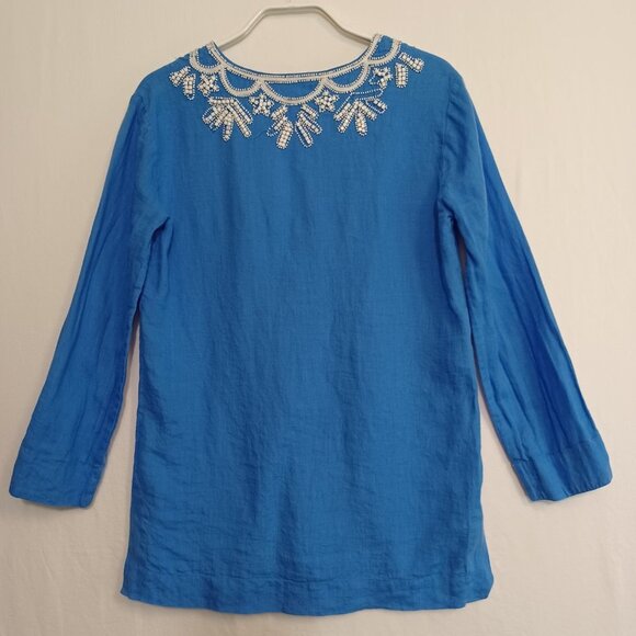 Lilly Pulitzer 100% Linen Beaded Tunic - Picture 9 of 10